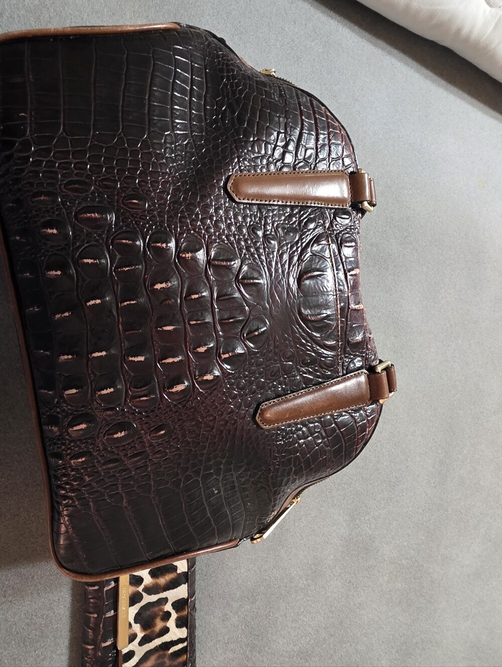 Brahmin Leopard Haircalf Satchel with Matching Wallet in Brown and Cream - Picture 5 of 12